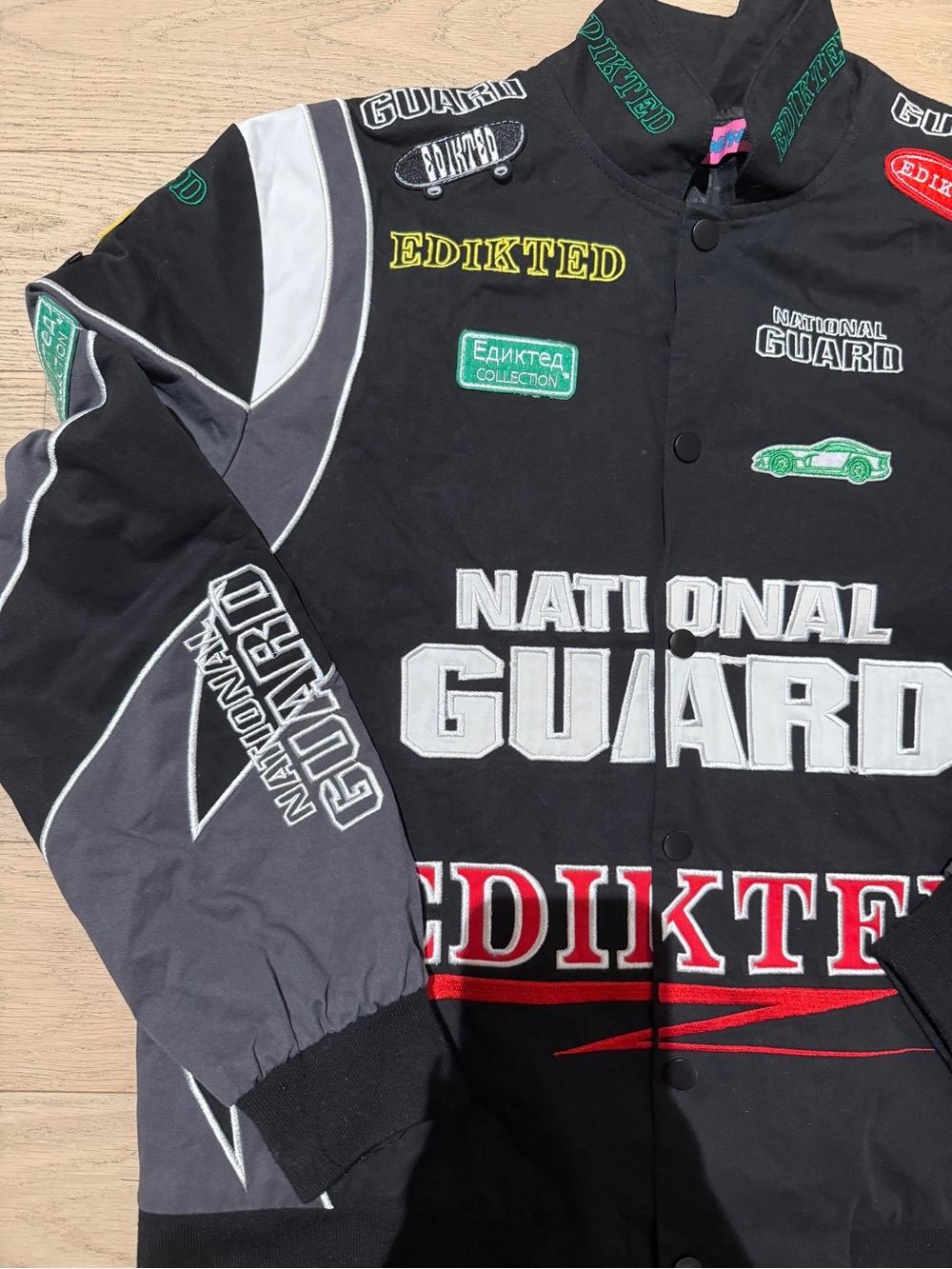 Edikted - Embroidered Black Racing Jacket - Picture 4 of 7
